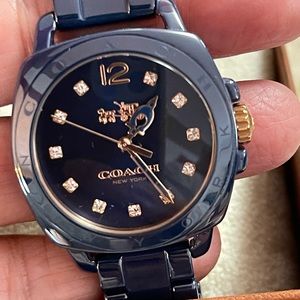 Coach Navy Blue and Gold Women's Bracelet Watch